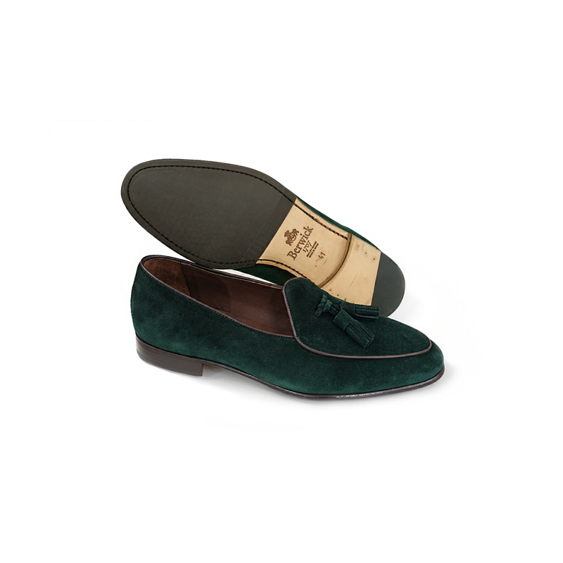 Berwick 1707 Belgian Loafers Tassel Green MS MingShine